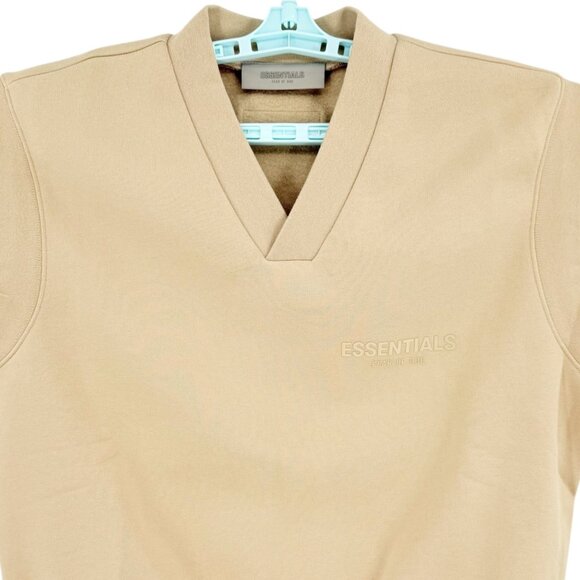 Essentials Fear Of God Unisex Sand V-Neck Sleeveless Vest Sweatshirt Size XS NWT - Picture 3 of 11
